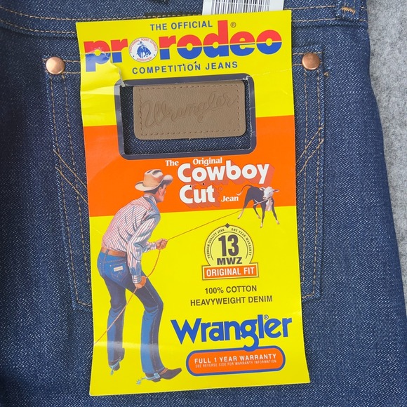 VTG Wrangler Jeans Mens 33x36 Cowboy Cut Pro Rodeo Cowboy Denim 13MWZ 90s NEW - Picture 9 of 13
